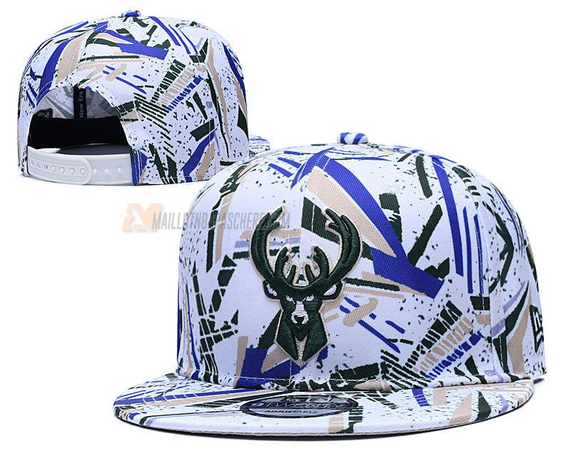 casquette hip hop milwaukee bucks de blanc cas153