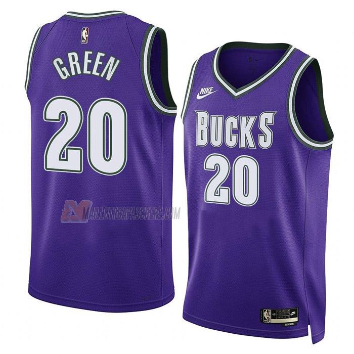 maillot a.c. green milwaukee bucks de 20 homme mauve classic edition 2023