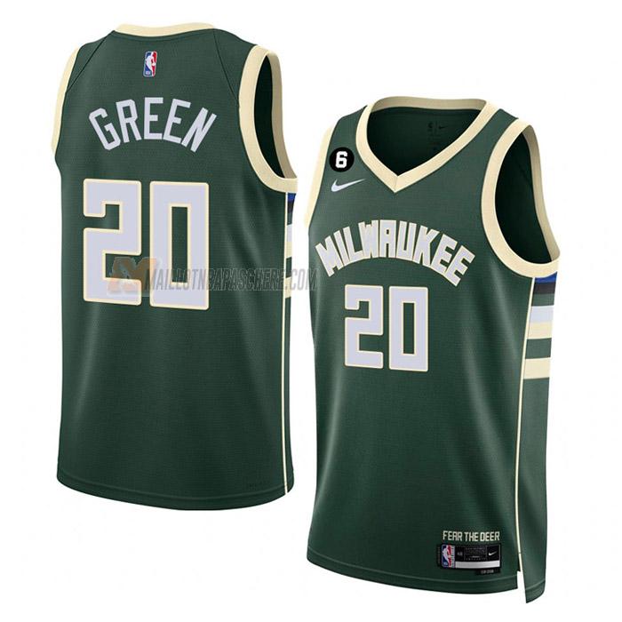 maillot a.c. green milwaukee bucks de 20 homme vert icon edition 2023