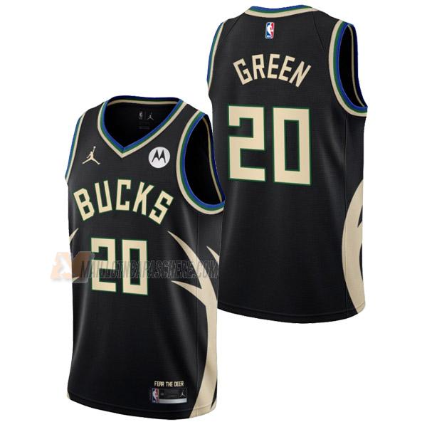 maillot a.j. green milwaukee bucks de 20 homme noir statement edition 2023