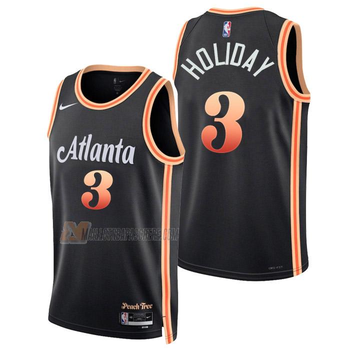 maillot aaron holiday atlanta hawks de 3 homme noir city edition 2023