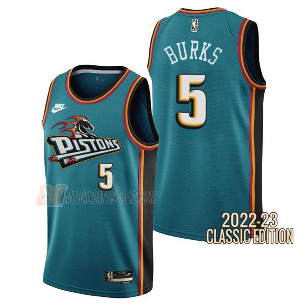 maillot alec burks detroit pistons de 5 homme sarcelle classic edition 2023