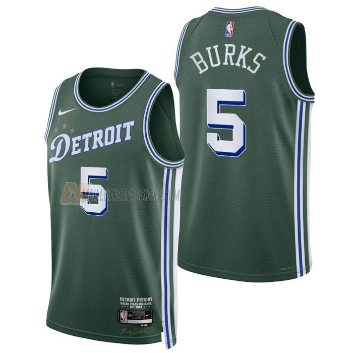 maillot alec burks detroit pistons de 5 homme vert city edition 2023