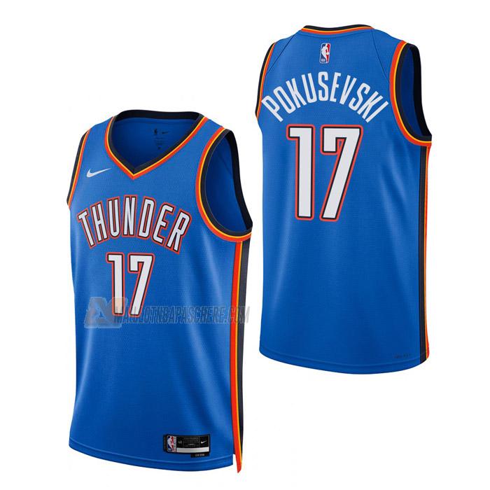 maillot aleksej pokusevski oklahoma city thunder de 17 homme bleu icon edition 2023