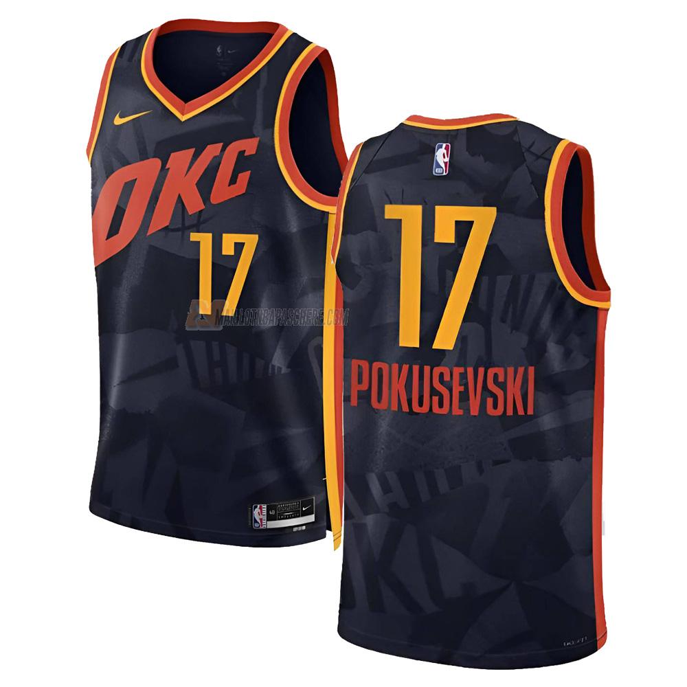 maillot aleksej pokusevski oklahoma city thunder de 17 homme noir city edition 2023-24