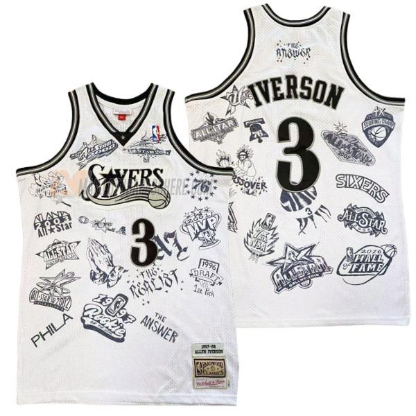 maillot allen iverson philadelphia 76ers de 3 homme blanc 23210c51