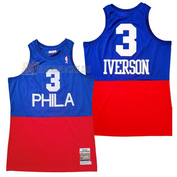 maillot allen iverson philadelphia 76ers de 3 homme bleu rouge 23210c44