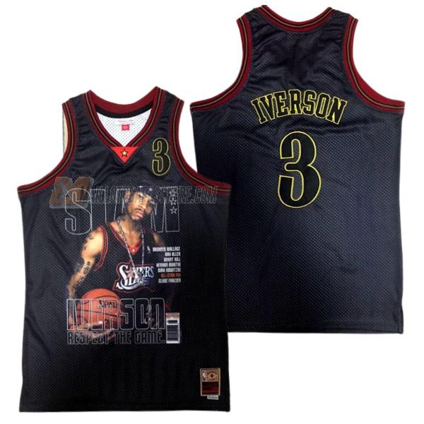 maillot allen iverson philadelphia 76ers de 3 homme noir 23210c46