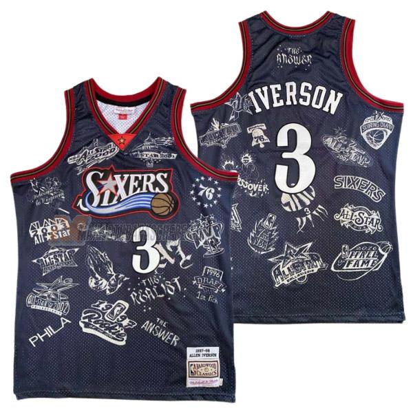 maillot allen iverson philadelphia 76ers de 3 homme noir 23210c60