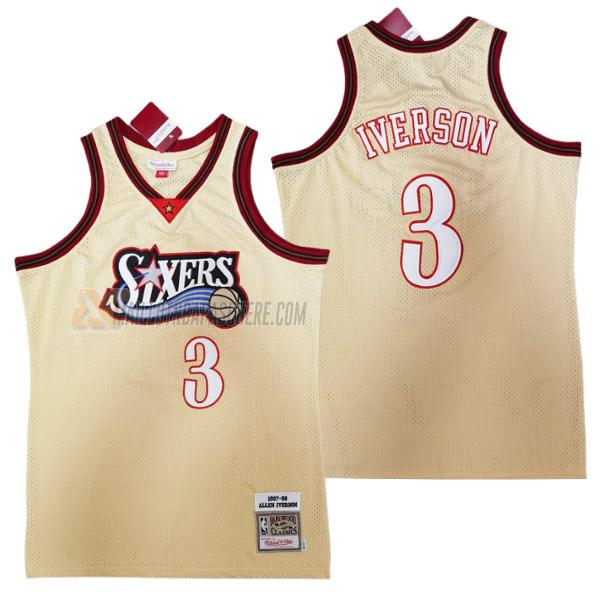 maillot allen iverson philadelphia 76ers de 3 homme or 23210c53