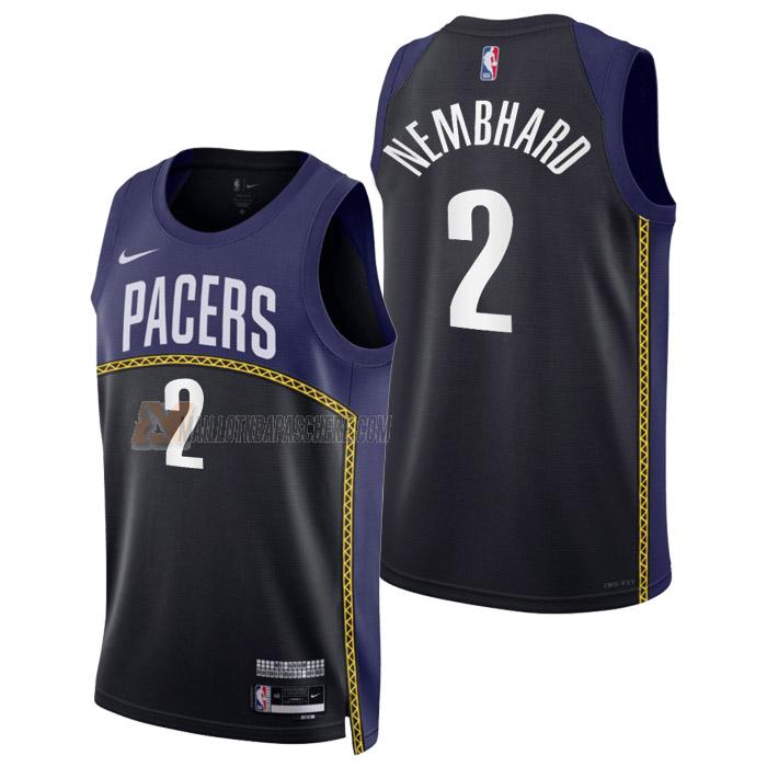 maillot andrew nembhard indiana pacers de 2 homme noir city edition 2023