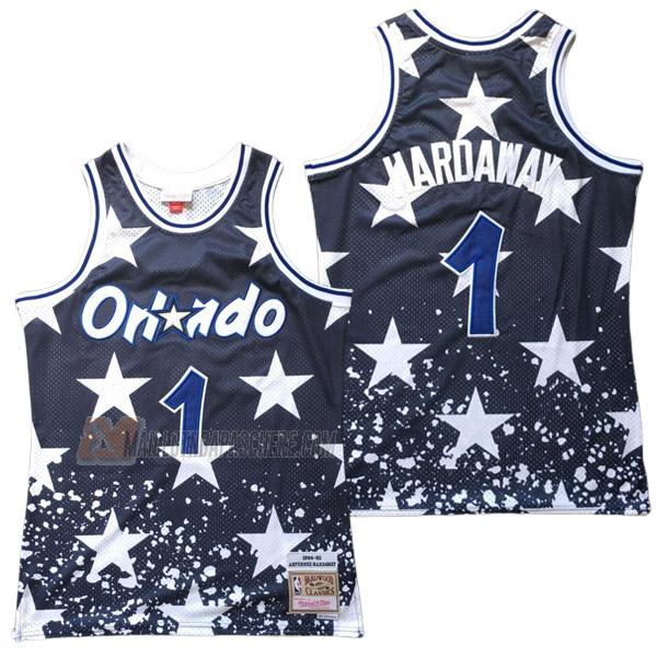 maillot anfernee hardaway orlando magic de 1 homme bleu marine retro