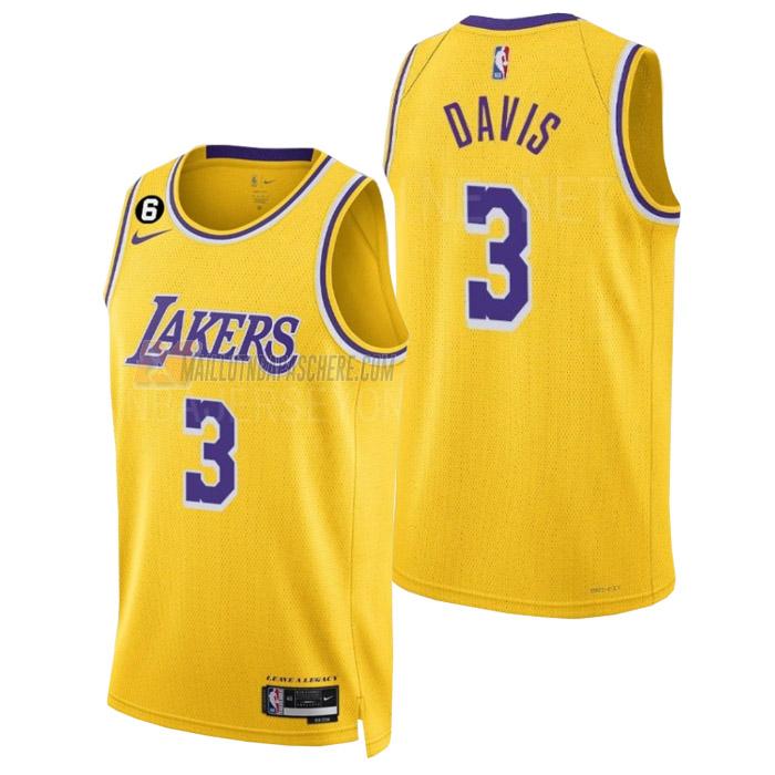 maillot anthony davis los angeles lakers de 3 homme jaune icon edition 2023