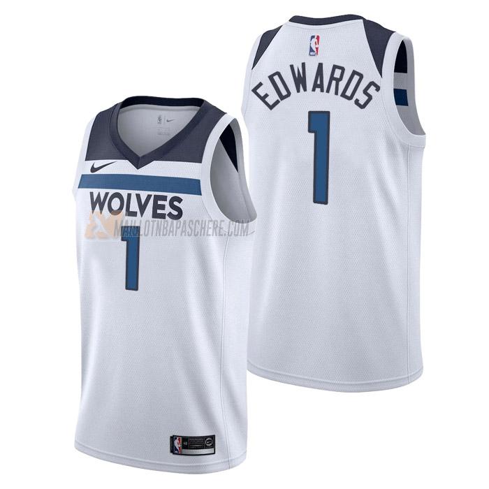 maillot anthony edwards minnesota timberwolves de 1 homme blanc association edition 2023