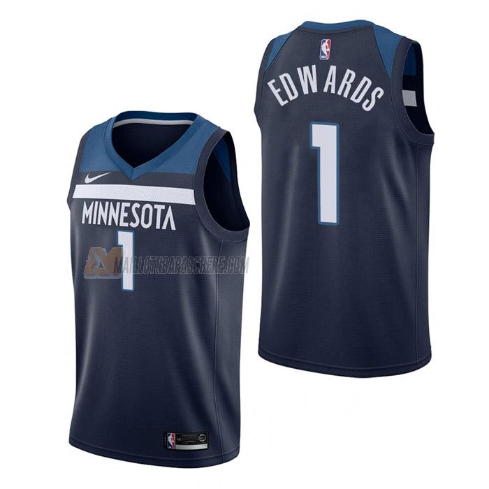 maillot anthony edwards minnesota timberwolves de 1 homme bleu marine icon edition 2023