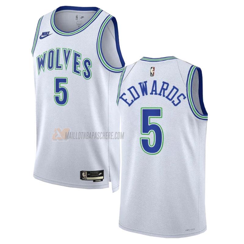 maillot anthony edwards minnesota timberwolves de 5 homme blanc classic edition 2023-24