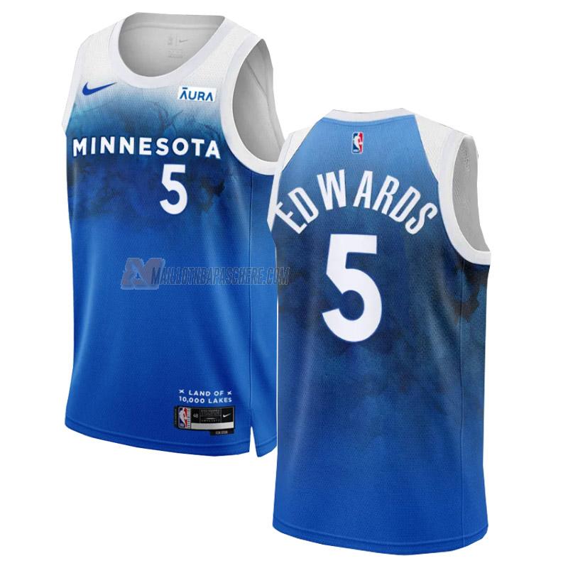 maillot anthony edwards minnesota timberwolves de 5 homme blu city edition 2023-24