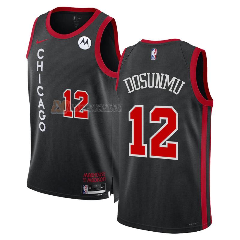 maillot ayo dosunmu chicago bulls de 12 homme noir city edition 2023-24