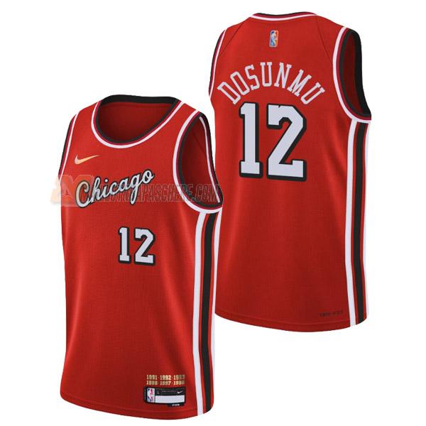 maillot ayo dosunmu chicago bulls de 12 homme rouge city edition 2022