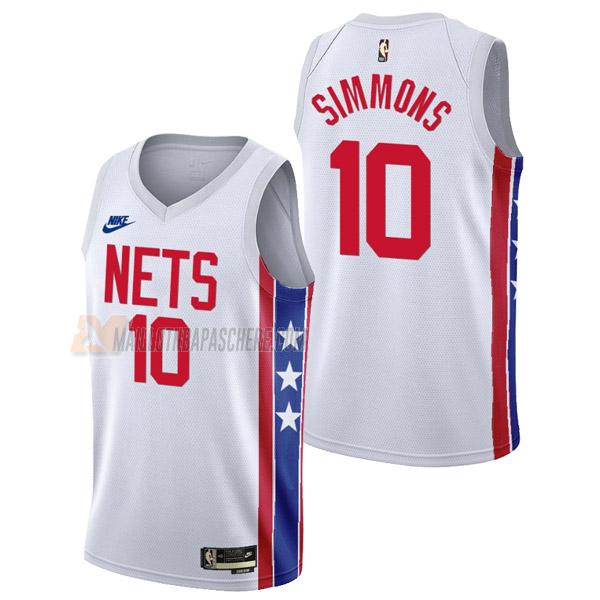 maillot ben simmons brooklyn nets de 10 homme blanc classic edition 2023