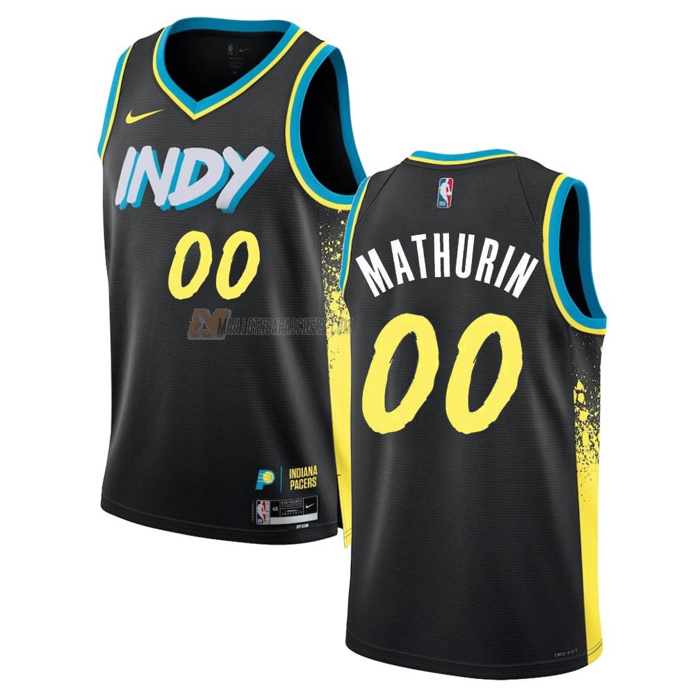 maillot bennedict mathurin indiana pacers de 0 homme noir city edition 2023-24