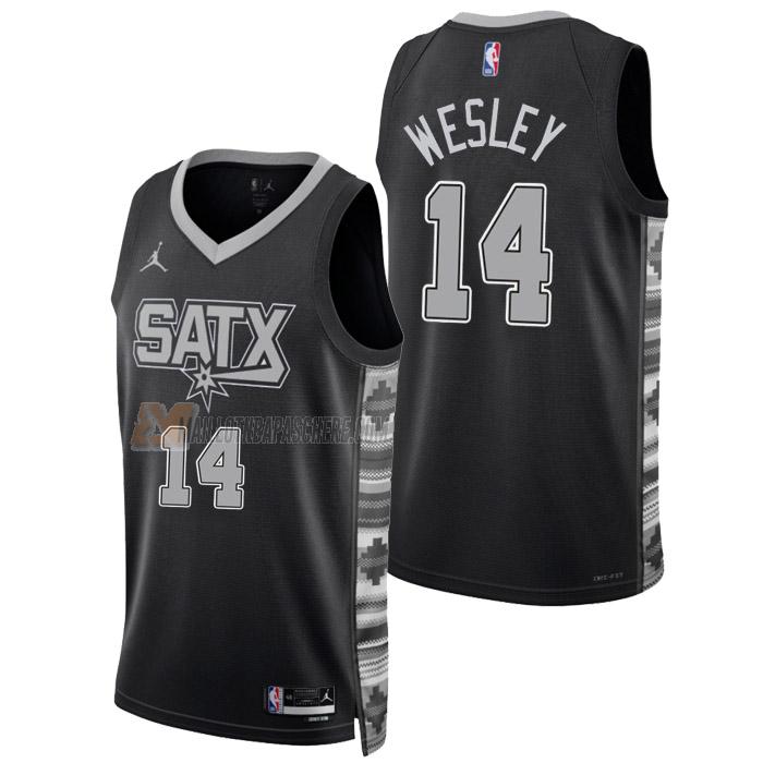 maillot blake wesley san antonio spurs de 14 homme noir statement edition 2023