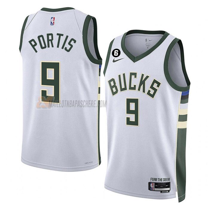 maillot bobby portis milwaukee bucks de 9 homme blanc association edition 2023