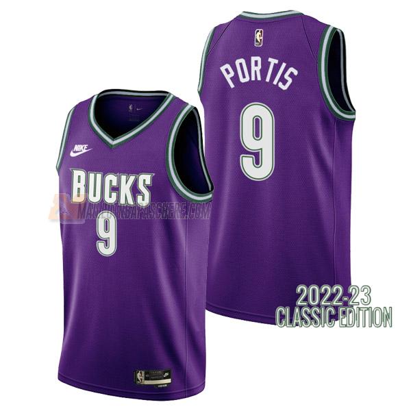 maillot bobby portis milwaukee bucks de 9 homme mauve classic edition 2023