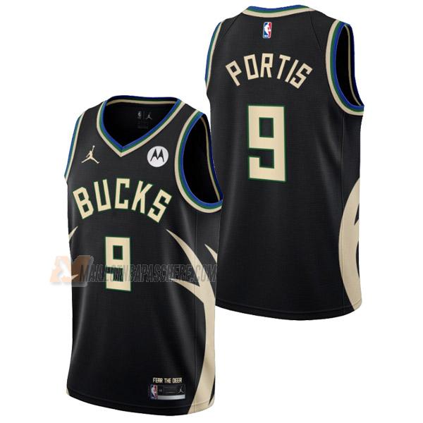 maillot bobby portis milwaukee bucks de 9 homme noir statement edition 2023