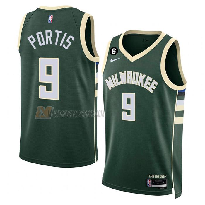 maillot bobby portis milwaukee bucks de 9 homme vert icon edition 2023