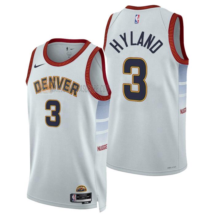 maillot bones hyland denver nuggets de 3 homme blanc city edition 2023