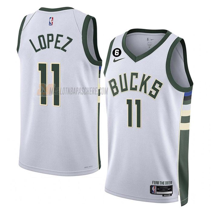 maillot brook lopez milwaukee bucks de 11 homme blanc association edition 2023