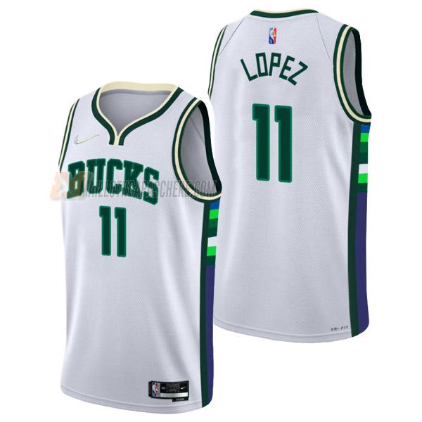 maillot brook lopez milwaukee bucks de 11 homme blanc city edition 2022