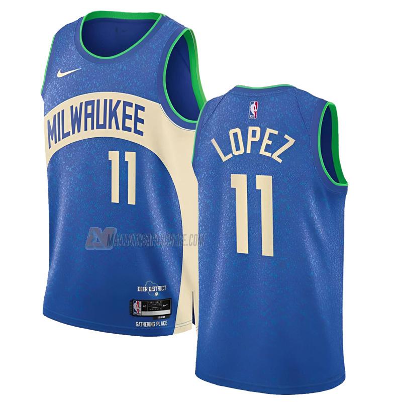 maillot brook lopez milwaukee bucks de 11 homme bleu city edition 2023-24