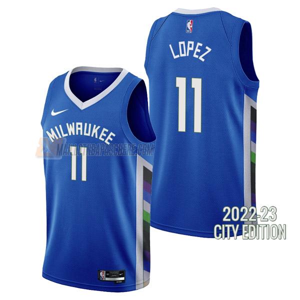 maillot brook lopez milwaukee bucks de 11 homme bleu city edition 2023