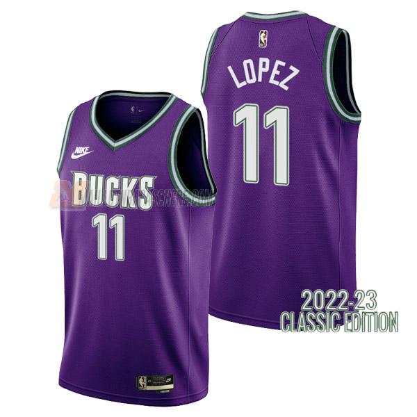 maillot brook lopez milwaukee bucks de 11 homme mauve classic edition 2023