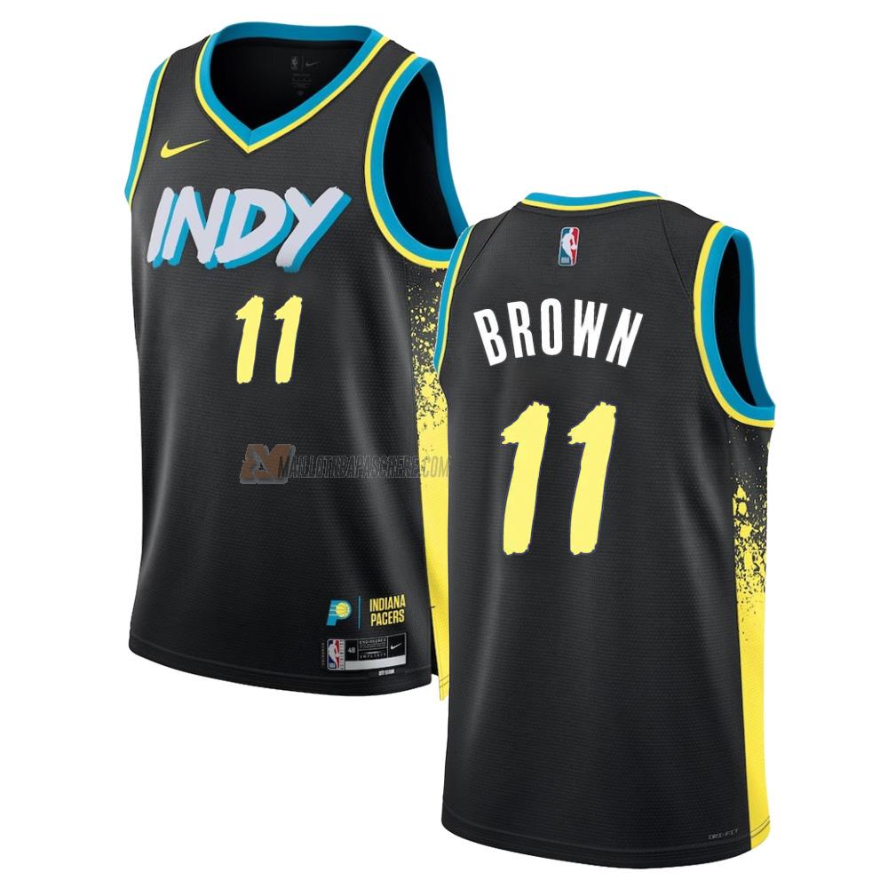 maillot bruce brown indiana pacers de 11 homme noir city edition 2023-24