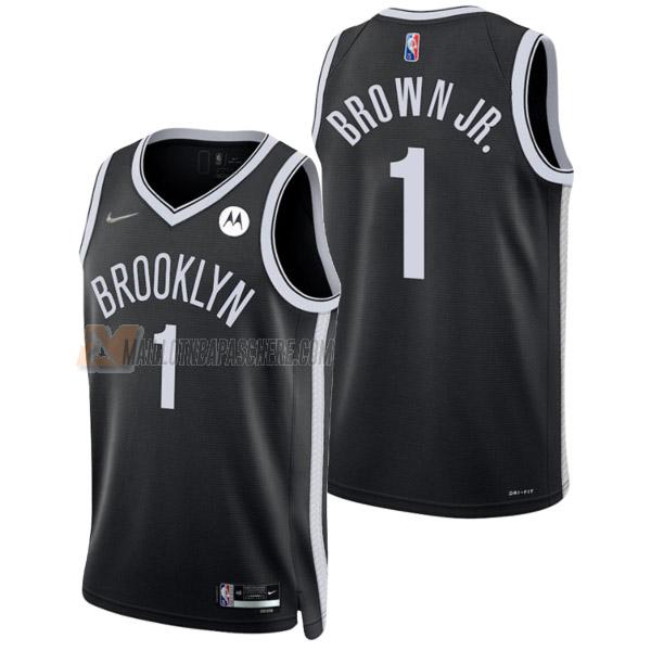 maillot bruce brown jr brooklyn nets de 1 homme noir icon edition 2022