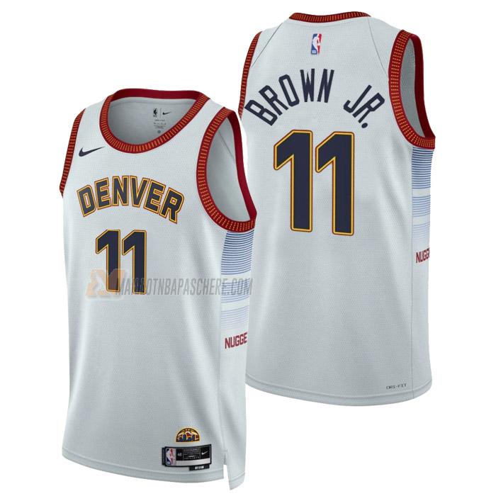 maillot bruce brown jr denver nuggets de 11 homme blanc city edition 2023