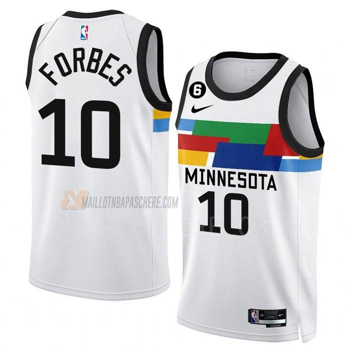 maillot bryn forbes minnesota timberwolves de 10 homme blanc city edition 2023