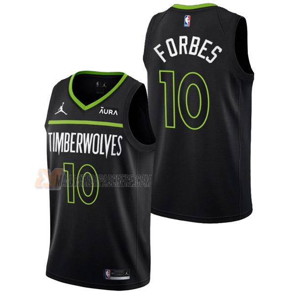 maillot bryn forbes minnesota timberwolves de 10 homme noir statement edition 2023