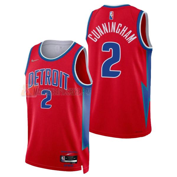 maillot cade cunningham detroit pistons de 2 homme rouge city edition 2022