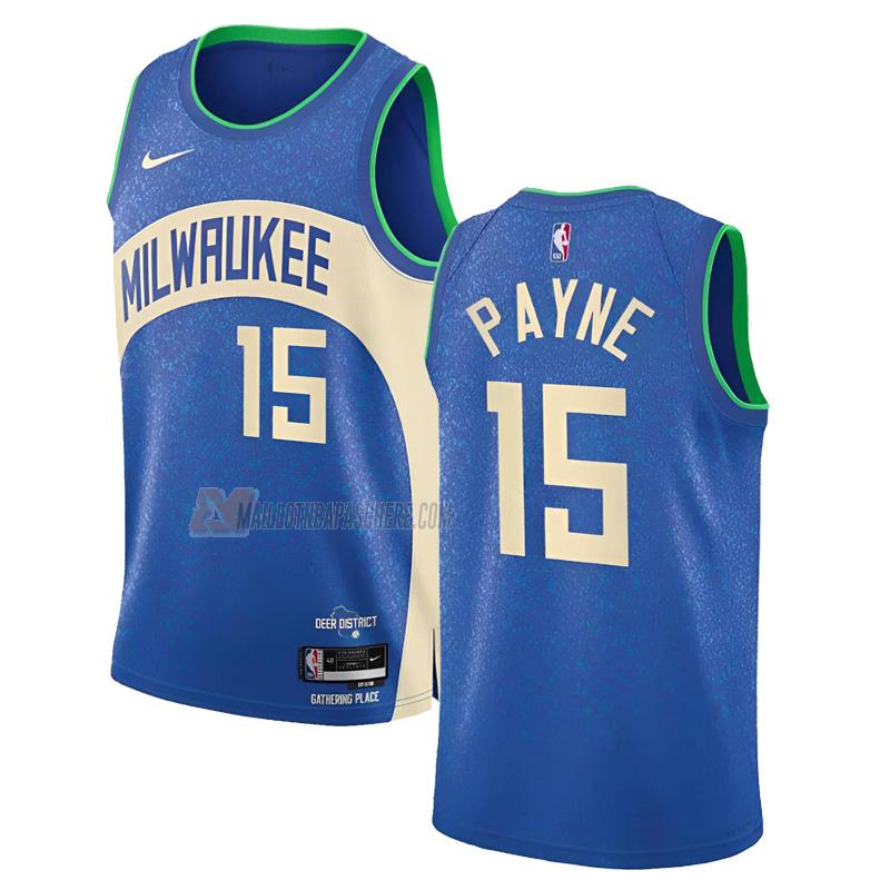 maillot cameron payne milwaukee bucks de 15 homme bleu city edition 2023-24