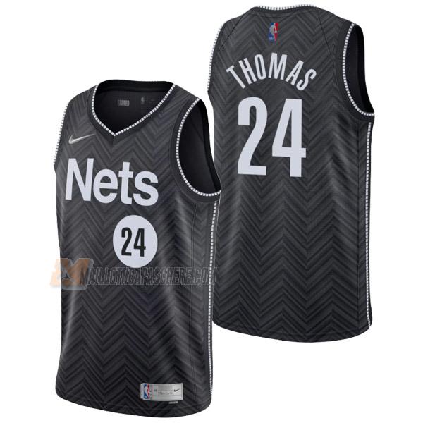 maillot cameron thomas brooklyn nets de 24 homme noir earned edition 2022