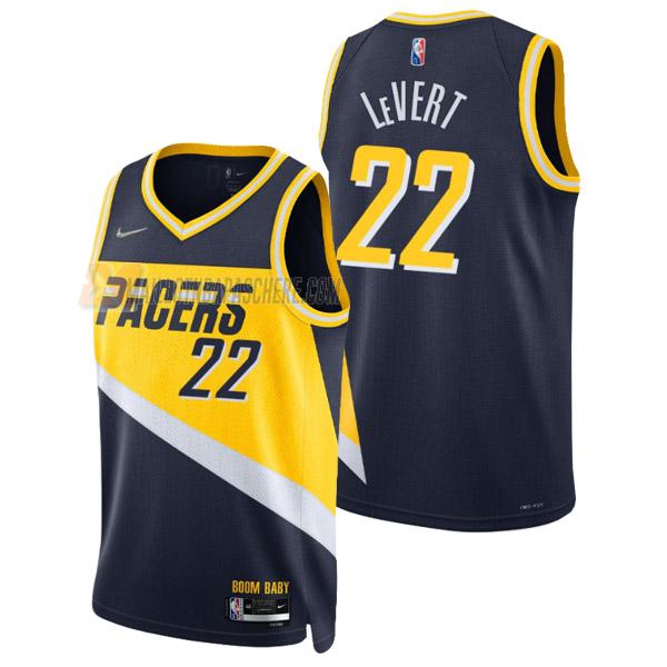 maillot caris levert indiana pacers de 22 homme bleu marine city edition 2022