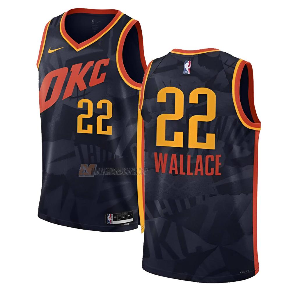 maillot cason wallace oklahoma city thunder de 22 homme noir city edition 2023-24