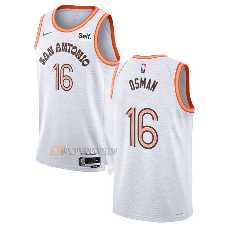 maillot cedi osman san antonio spurs de 16 homme blanc city edition 2023-24