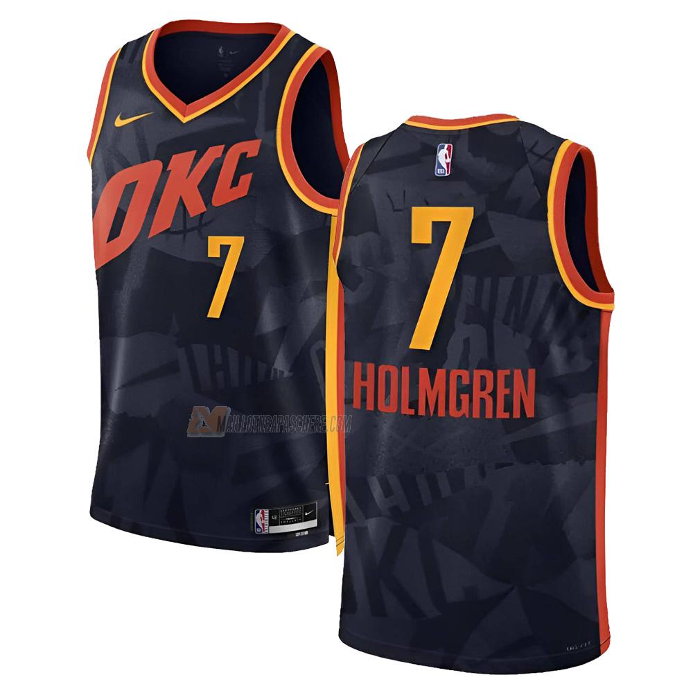 maillot chet holmgren oklahoma city thunder de 7 homme noir city edition 2023-24