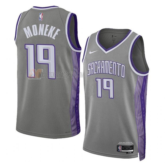 maillot chima moneke sacramento kings de 19 homme gris city edition 2023