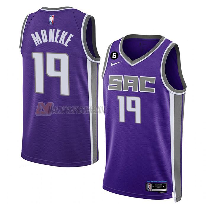 maillot chima moneke sacramento kings de 19 homme mauve icon edition 2023